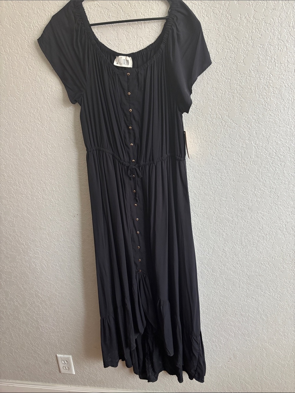 NWT Black Button-Front Women’s Maxi Hi-low Dress